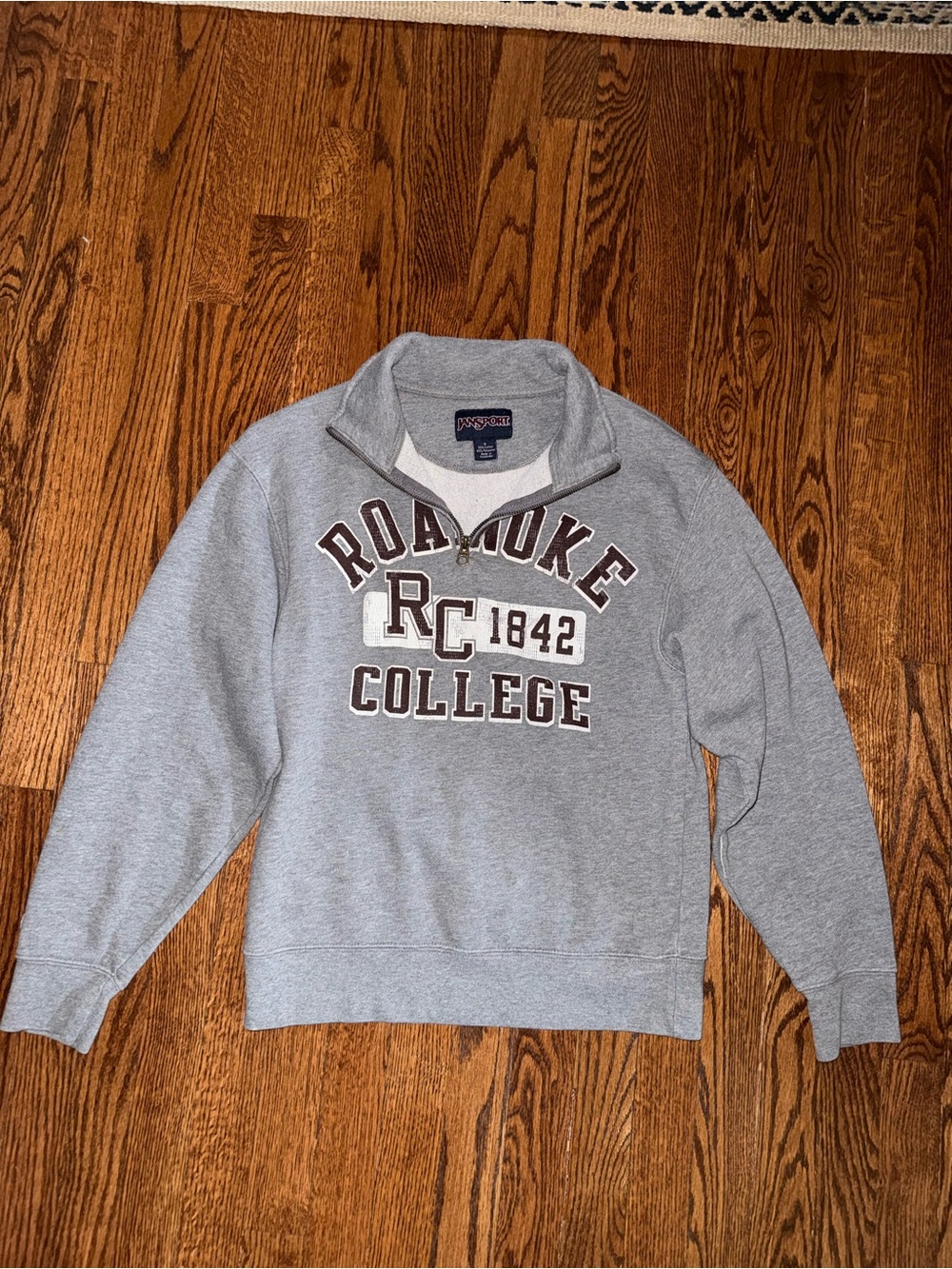 Jansport Gray Roanoke College Quarter-Zip Sweatshirt with Brown Lettering